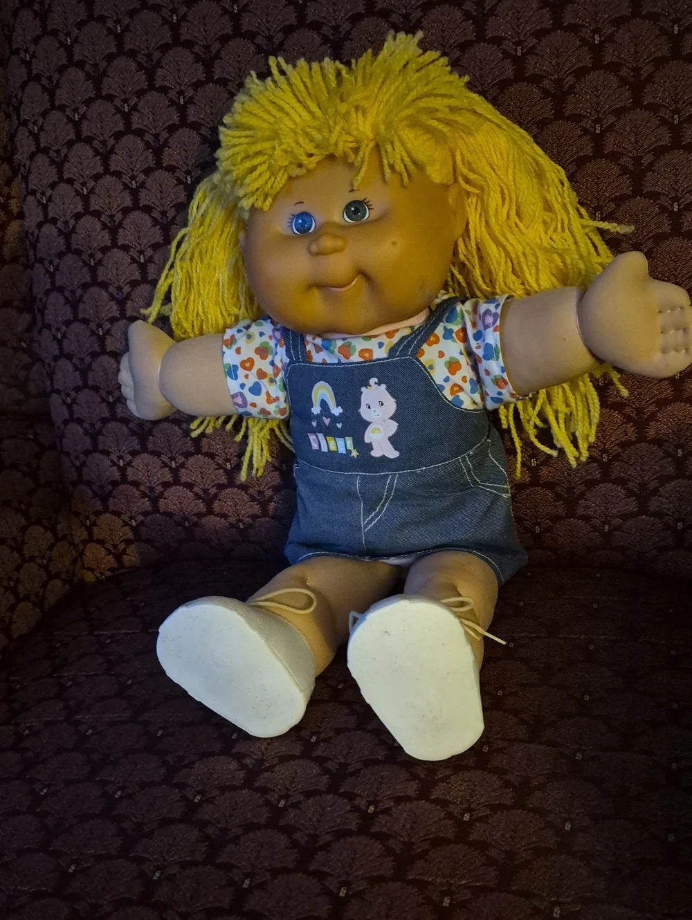 Yellow-Haired C abbage Patch Kids Doll with Denim Overalls